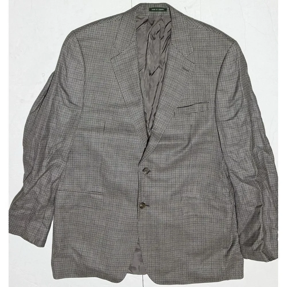 Ralph Lauren Mens Blazer Blazer Beige Silk‎ Blend 46R Geometric
